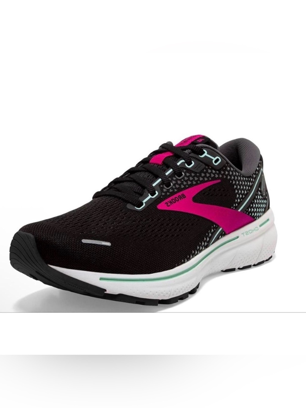 Brooks Ghost 14 women's size 8 running shoes black, pink, and yucca colorway